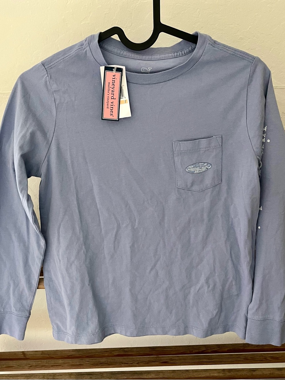 NWT- Kids Vineyard Vines Soft Periwinkle Long-Sleeve Pocket Tee